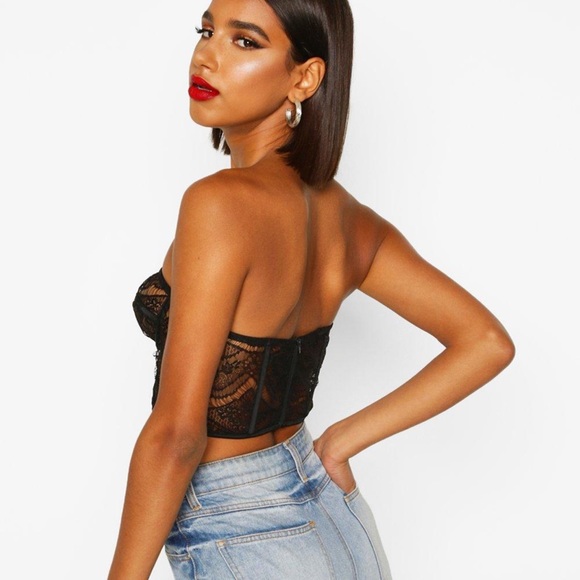 Lace Bustier Bandeau Crop Top - Picture 4 of 4